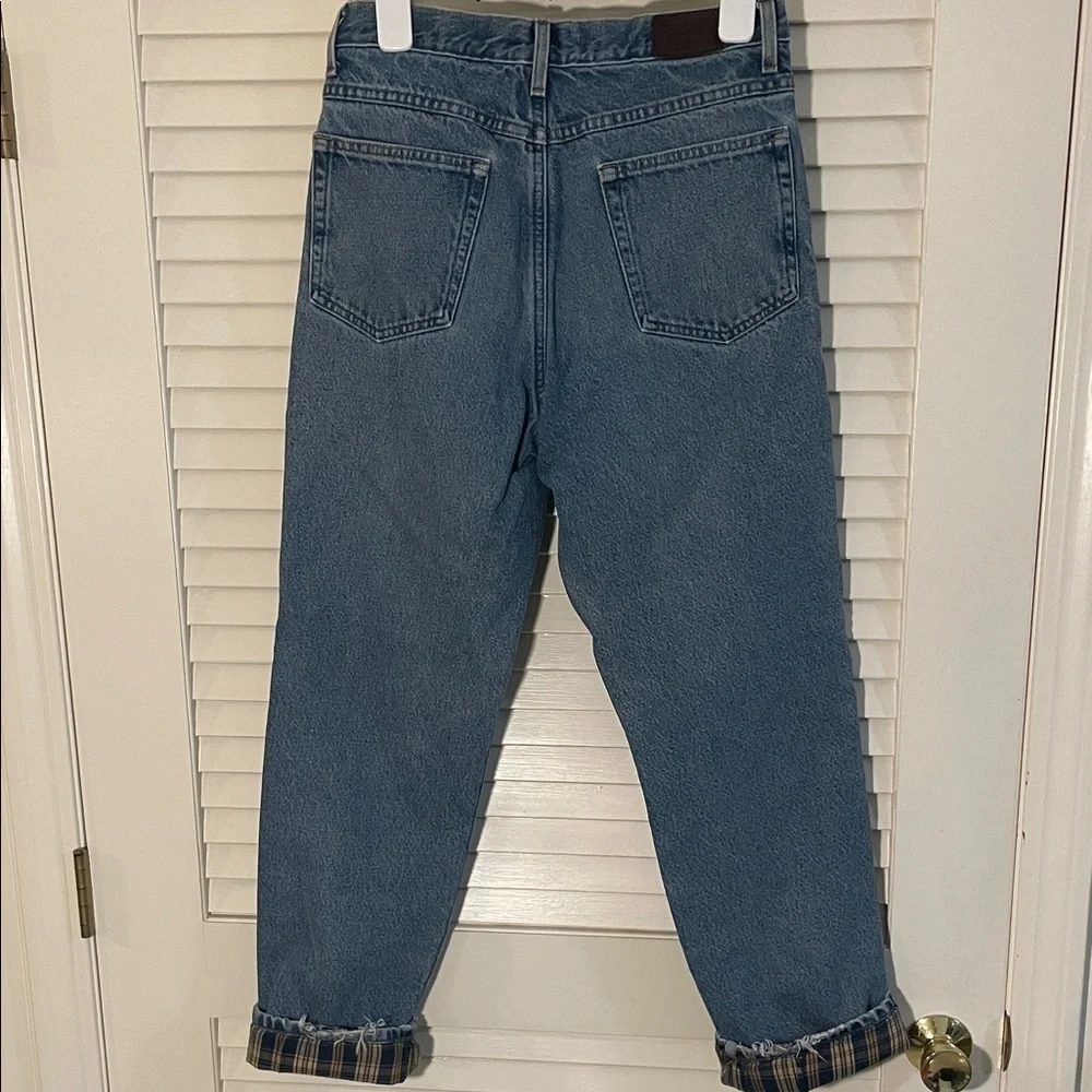 L.L. Bean Men's Relaxed Fit Distressed Flannel Underneath Denim Jeans